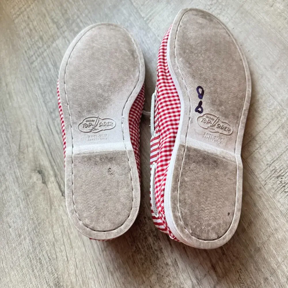 Sperry Top-Sider 3 Eye Leeward Casual Boat Shoes Red Gingham Mens Size11.5